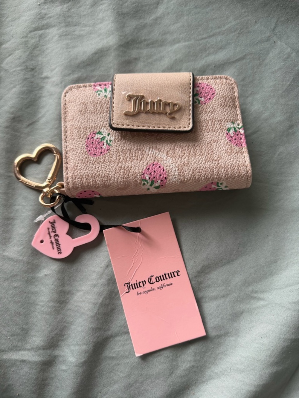 Juicy Couture Pink & Cream Strawberry Print Wallet NWT